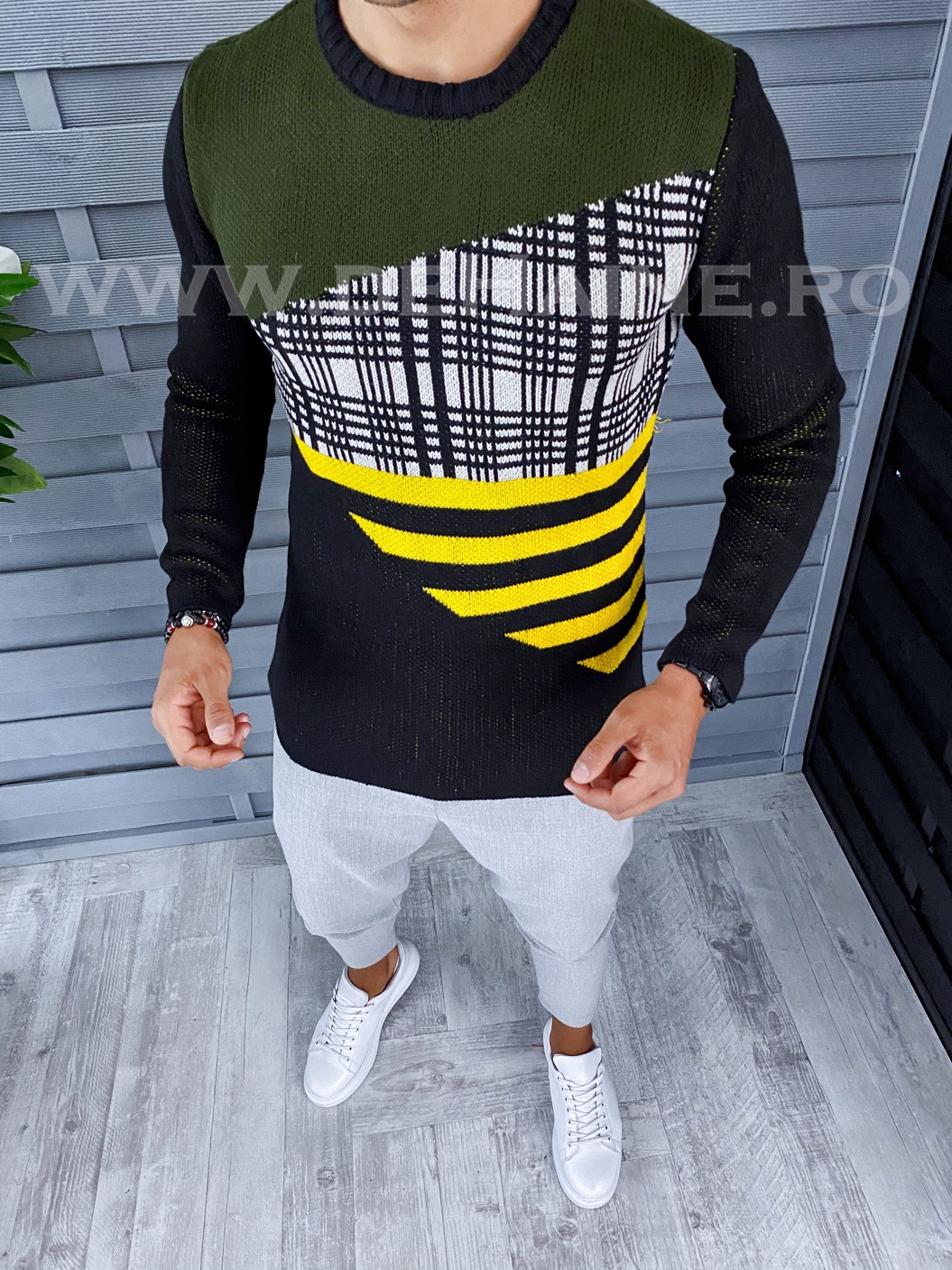 Pulover barbati gros slim fit negru t3625 99-3*